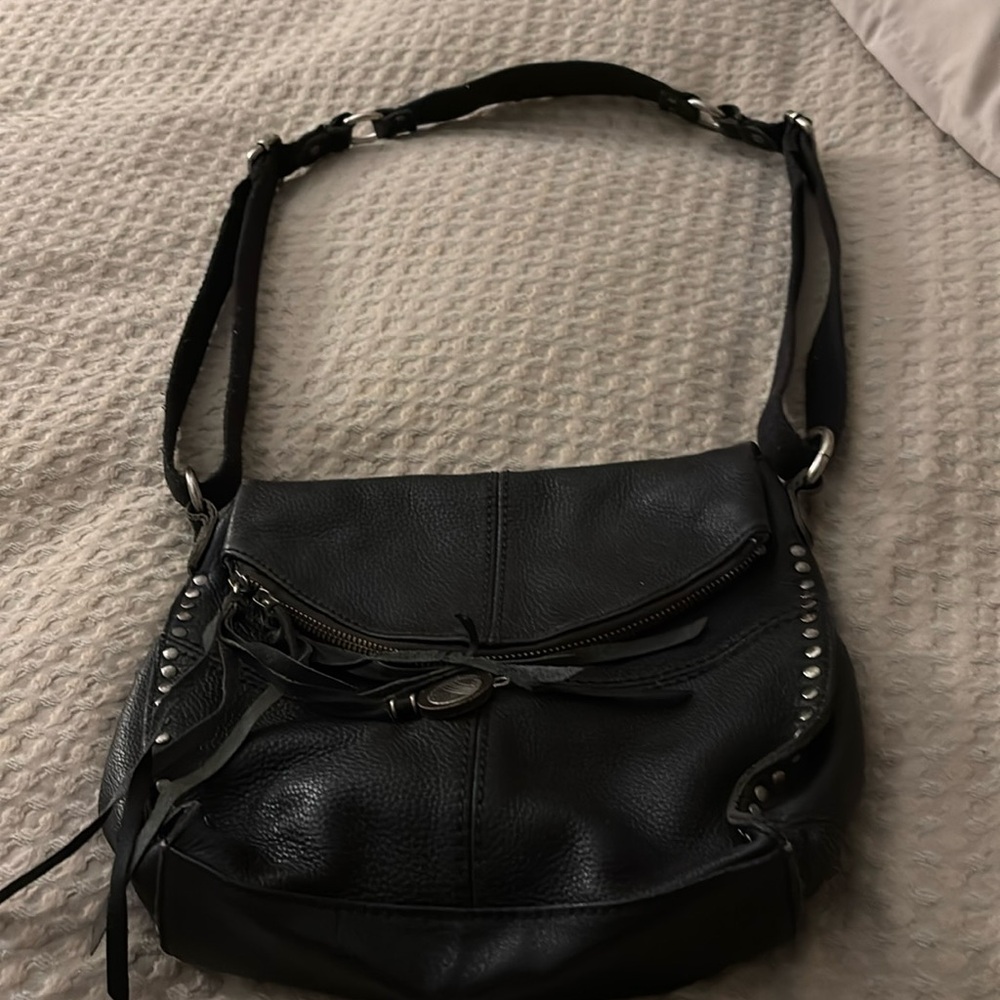 Black, genuine, pebble, leather Sak handbag excellent used condition